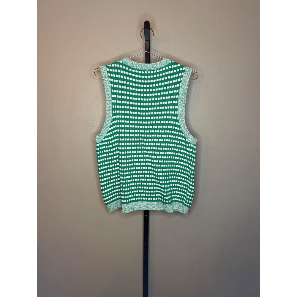 ASOS DESIGN Womens Green White Geometric Knit Sweater Vest V-Neck Size S - Picture 2 of 4